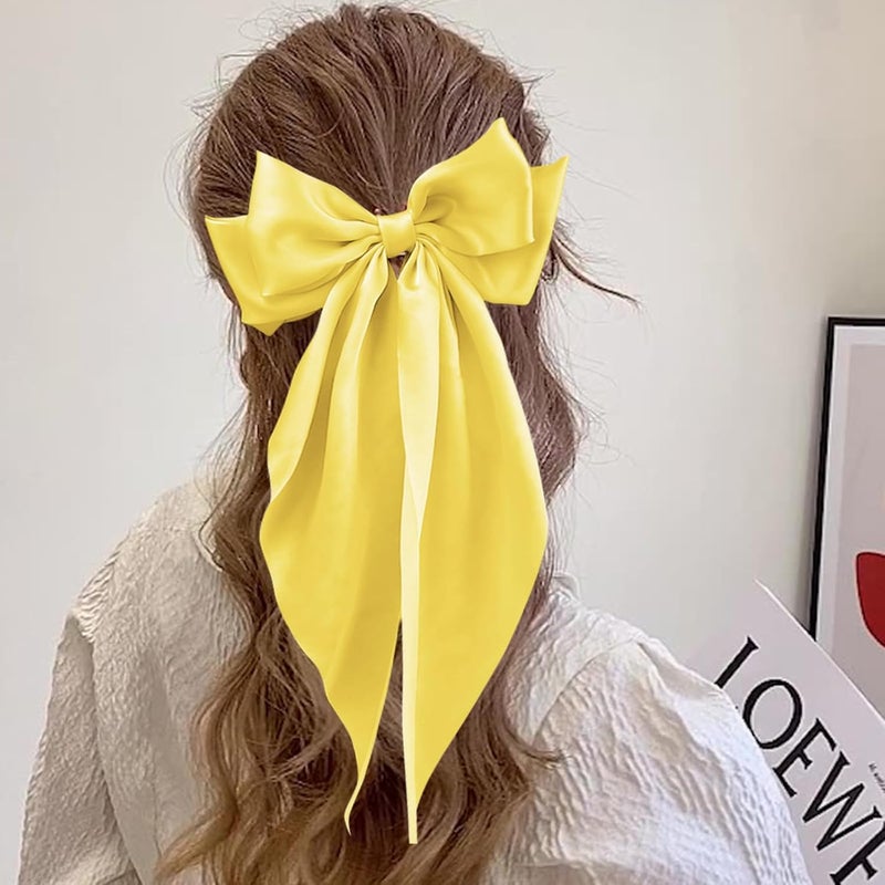 illpta Large Satin Bow Barrettes Clips in Yellow - Hair Accessories for Women - Image 5